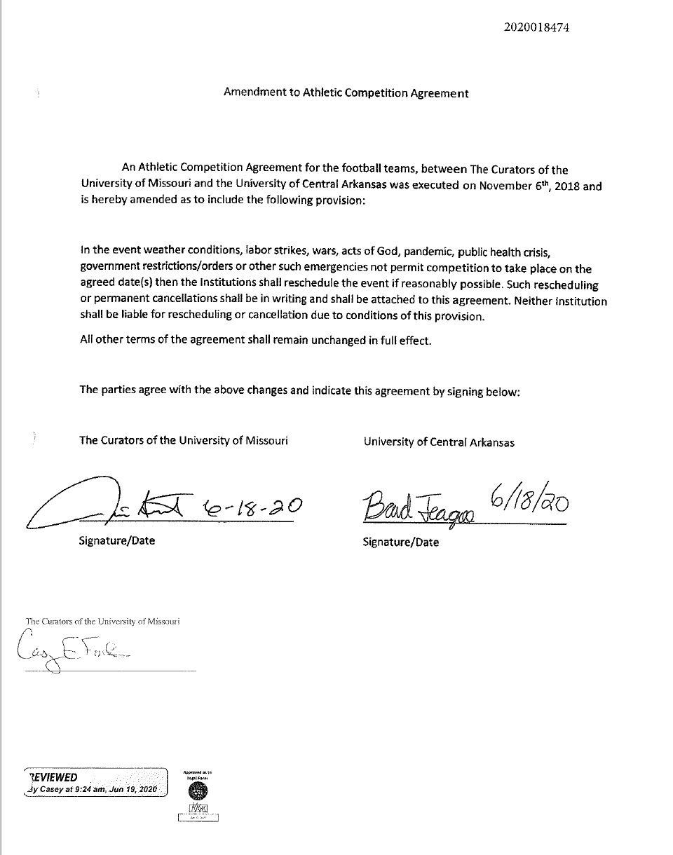Agreement b/w MU and UCA